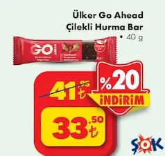ÜLKER GO AHEAD ÇİLEKLİ HURMA BAR 40 G ÜLKER GO AHEAD ÇİLEKLİ HURMA BAR 40 G